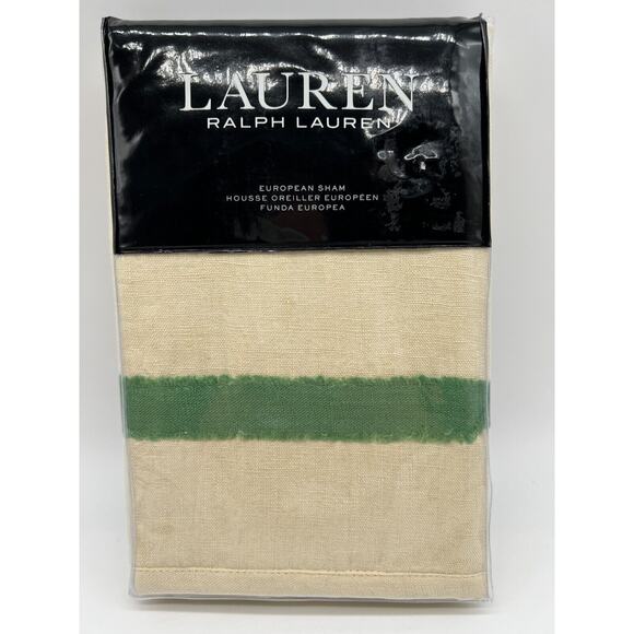 Lauren Ralph Lauren Allie Contrast Edge Euro Sham Light Hemp Green NEW - Picture 1 of 8